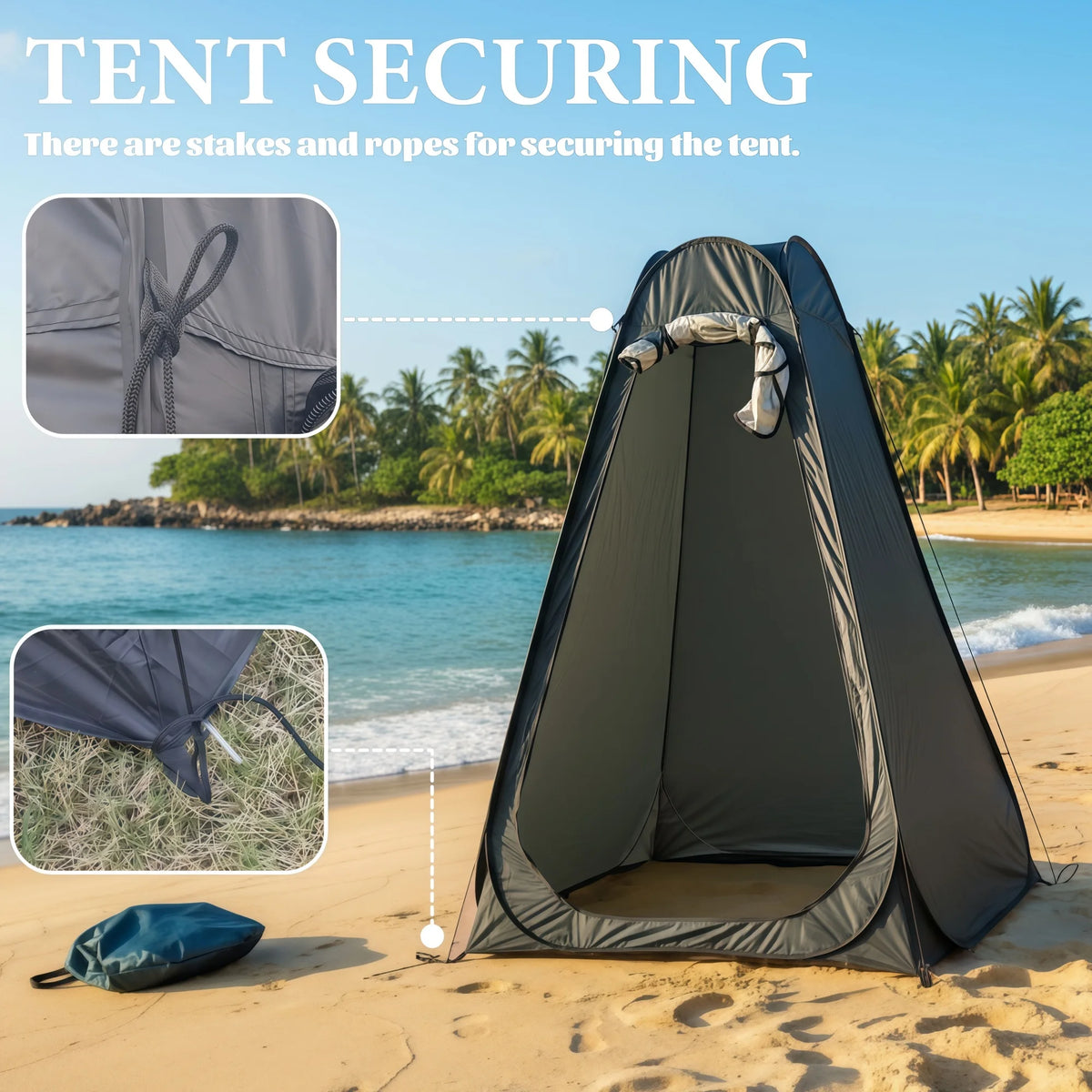 Pop-Up Portable Privacy Tent, Outdoor Shower Tent, Camping Toilet, Rain Shelter, Easy Setup, Foldable with Storage Bag