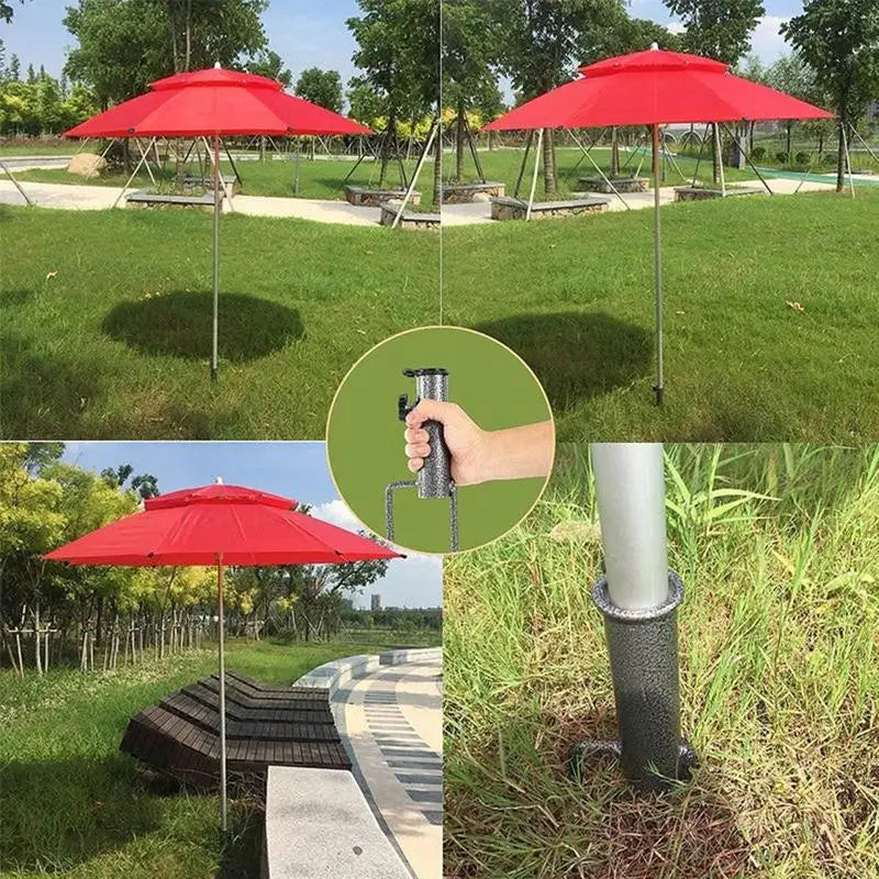 Solid Umbrella Stand Outdoor Base Round Patio Umbrella Holder Heavy-Duty Iron Adjustable Sun Umbrella Anchor For Picnic Beach