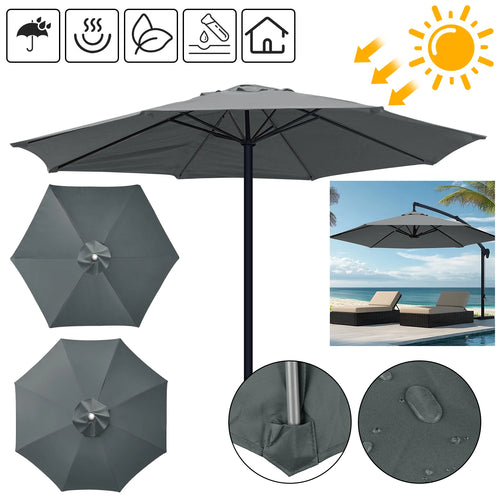 6/8 Ribs Replacement Parasol Canopy Waterproof Weatherproof UV-Anti Parasol Replacement Canopy Cover Large Patio Umbrella Cloth